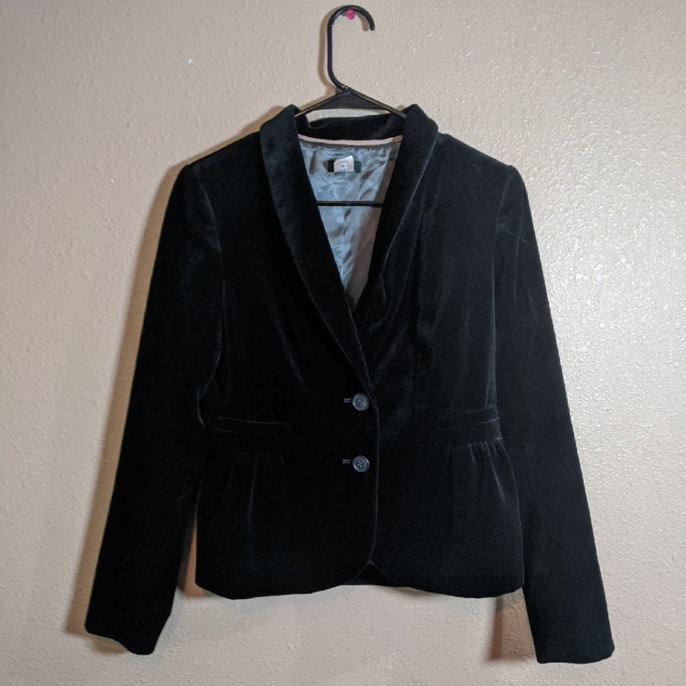 J. CREW Black Velvet Eden Blazer Style 17306 FA09